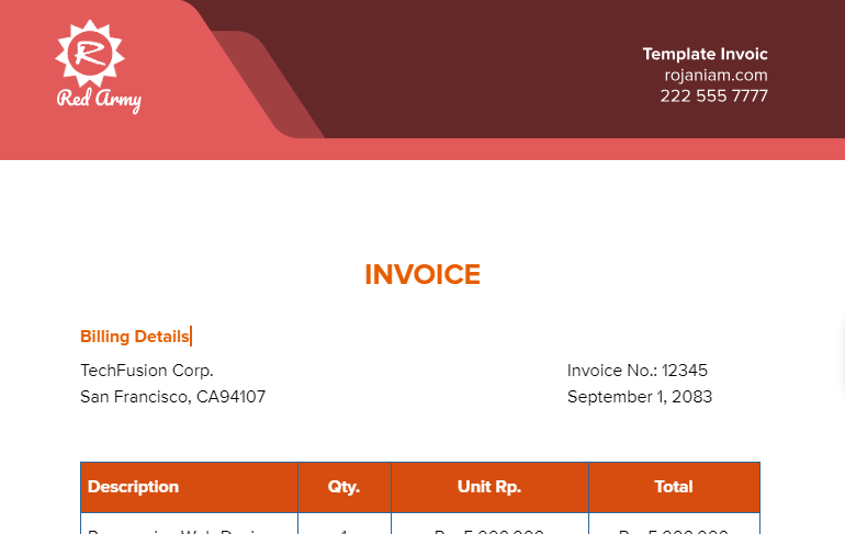 Word Invoic template 